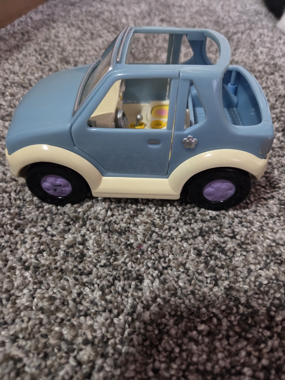 Vintage 2001 Mattel Polly Pocket Blue Beach Car Jeep Toy Flower
